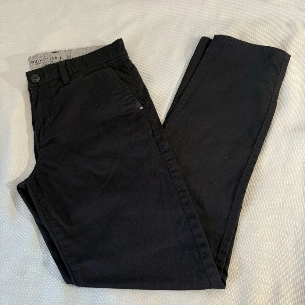 Quiksilver Pants Adult 34 Black Chino Straight Tapered Outdoor Casual Mens 30/32